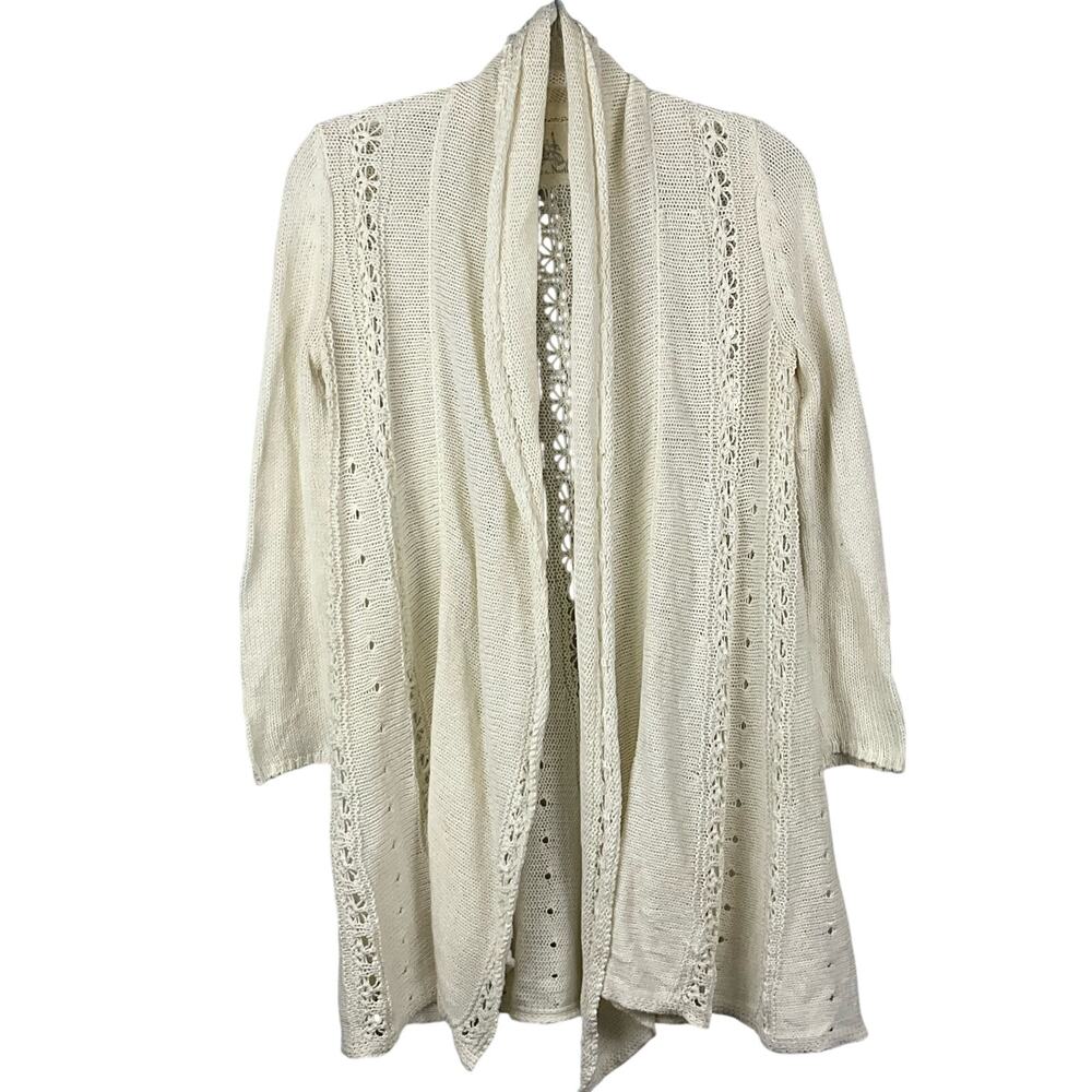 Angel of the North Anthropologie Open Front Cardigan Sweater Romantic Ivory XS - Picture 5 of 13
